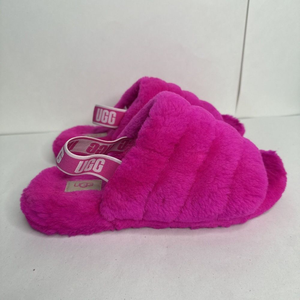 UGG FLUFF YEAH SLIDE ROCK ROSE MOCASSIN SLIP ON SANDAL‎ US 6 / EU 38/UK 5